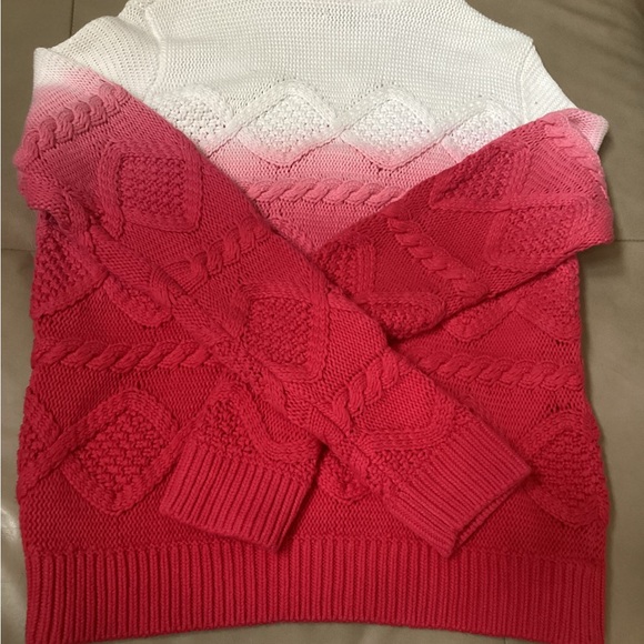 Vintage Style Tommy Hilfiger Pink Ombre Cable Chunky Sweater L - Picture 7 of 7